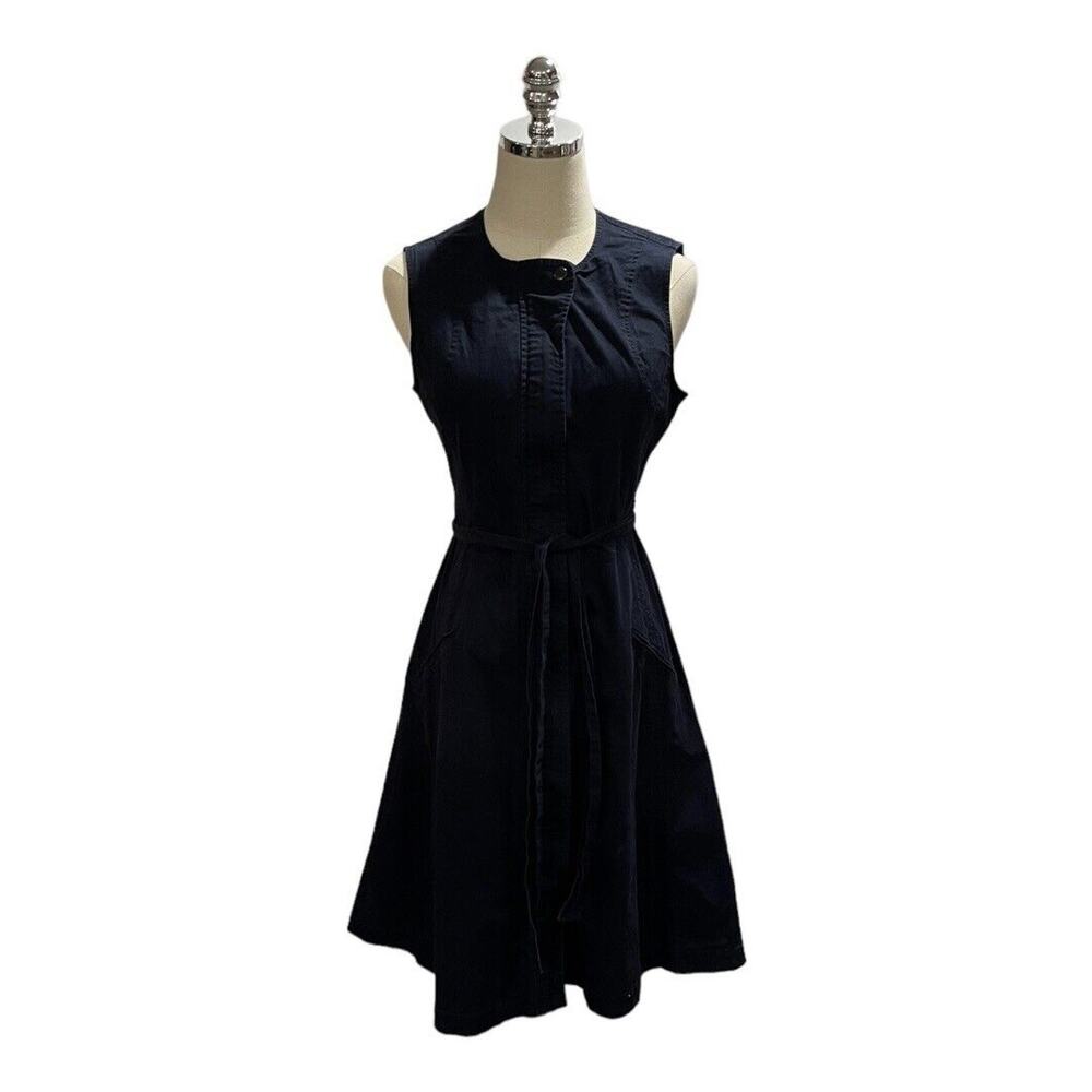 Derek Lam, Blue Sleeveless‎ Crew Neck Belted Tie A-Line Dress Size 46/US Med